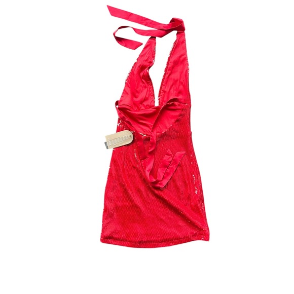 Meshki Carleigh Sequin Halter Mini Dress Red Size XXS NWT Holiday Valentines - Picture 9 of 10